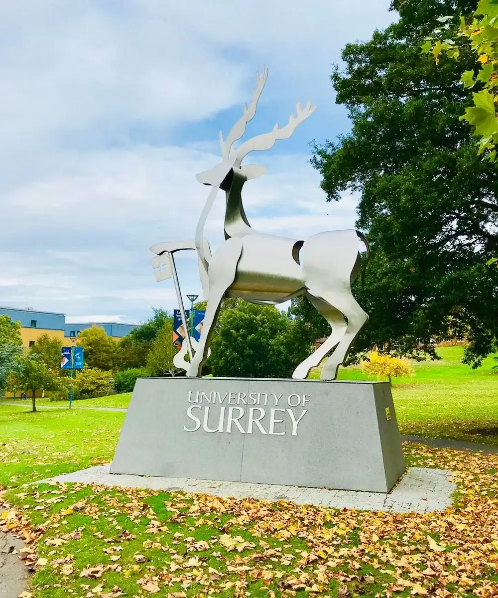 home-header-slide3-v1 Metal horse sculpture outside the University Of Surrey.