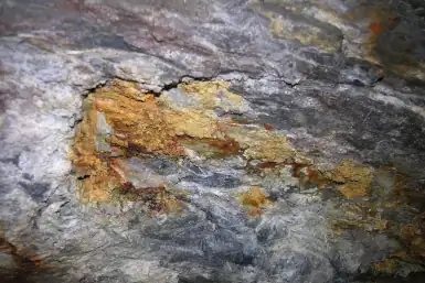 Naturally occurring limescale in a cave.